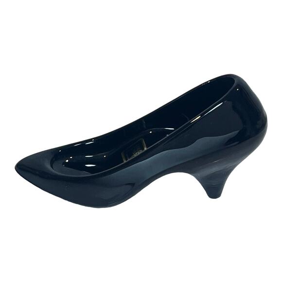 NEW Oneida Black Blown ART GLASS SLIPPER SHOE Ring Box Wedding Cake Topper Decor - Picture 13 of 13